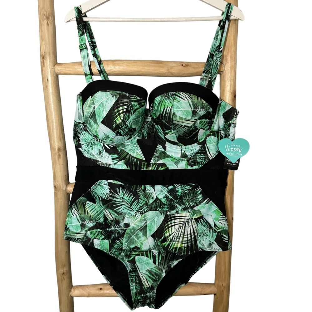 Green Palm Print Women's Swimsuit